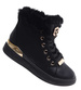 Czarne zimowe trampki z kożuszkiem /E9-1 18429 T411/