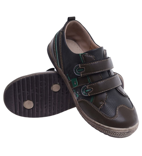 Chłopięce półbuty na rzepy Khaki /G12-2 18126 T282/