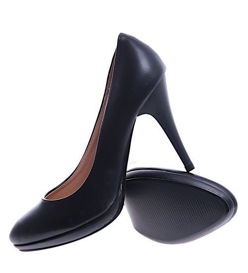 Czarne szpilki czółenka na obcasie/F10-2 14652 T282/