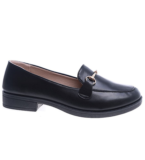 Czarne wsuwane półbuty loafersy /D6-3 13682 T339/