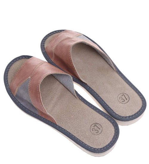 Szaro brązowe klapki domowe /G13-1 10934 S195/