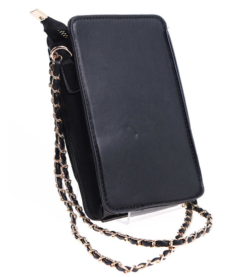 Czarna damska torebka listonoszka z łańcuszkiem na telefon/H2-K21 TB530  M235/