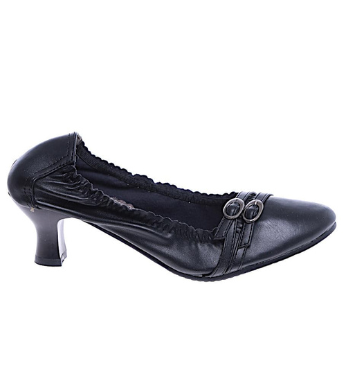 Czarne czółenka damskie na niskim obcasie /E1-2 14714 T132/