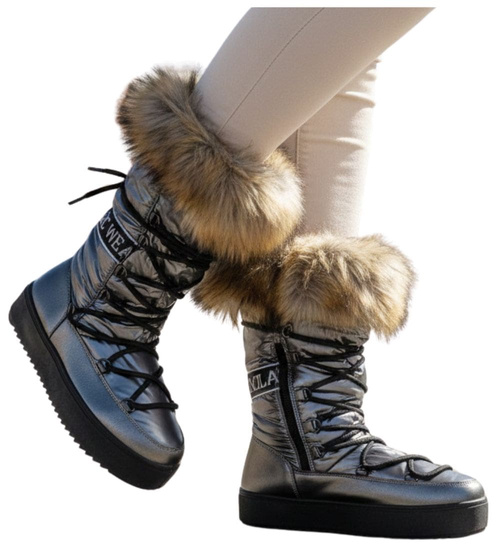 Ocieplane kozaki śniegowce eskimoski Grafitowe /C4-1 18608 T400/