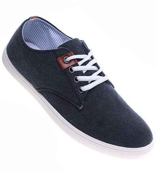 Granatowe sznurowane trampki męskie /e2-2 3502 T450/