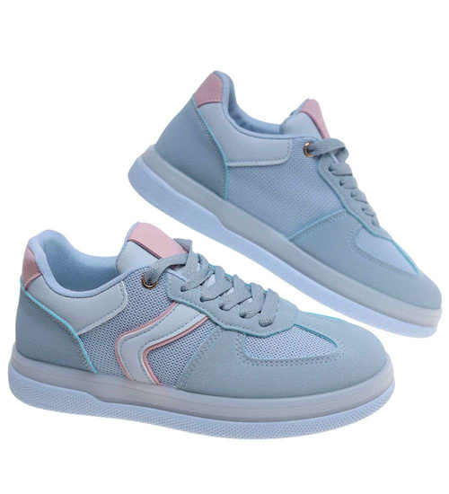 Wiązane snekaersy damskie niebieskie pastelowe /F10-1 18826 G455/