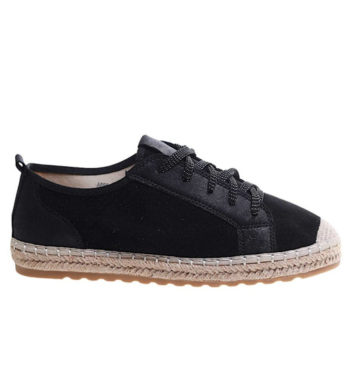 Czarne półbuty espadryle na platformie /H2 17204 G185/