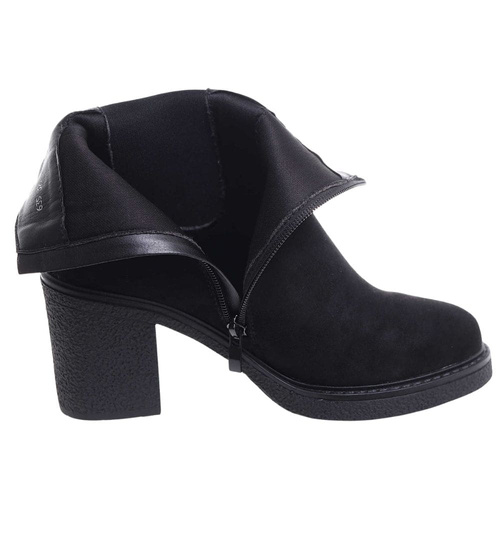 Czarne botki damskie na grubym obcasie /D6-1 18323 W385/