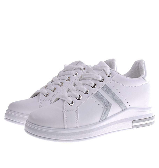 Białe trampki sneakersy na niskim koturnie /C6-3 13013 T593/