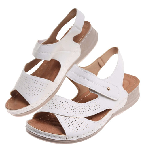 Sandały damskie białe klasyczne /G3-2 17921 W331/