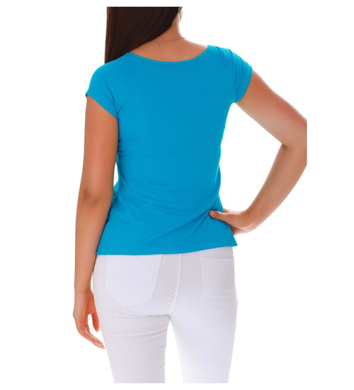 Turkusowa koszulka bluzka damska z ozdobą /H2-K43 UB939 S0/