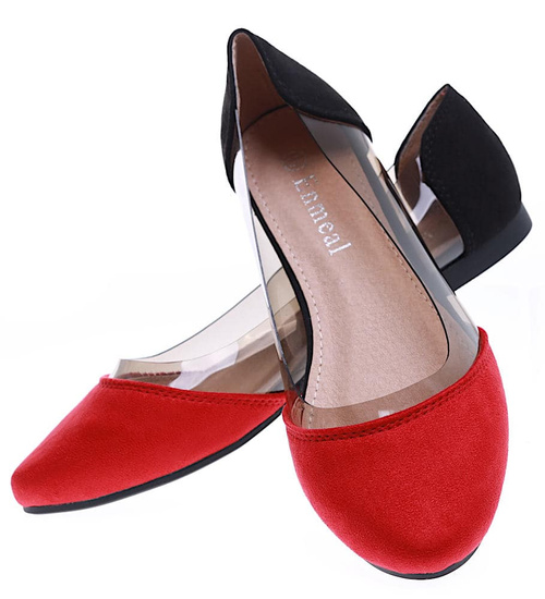 Transparentne czerwone balerinki /D9-2 15853 T190/