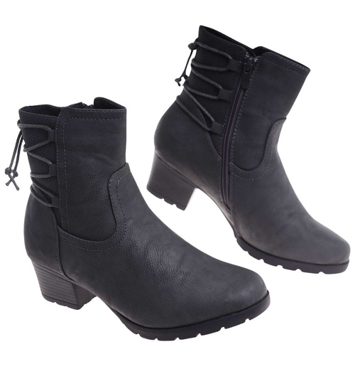 Zimowe szare botki na niskim obcasie /F5-3 18506 T386/