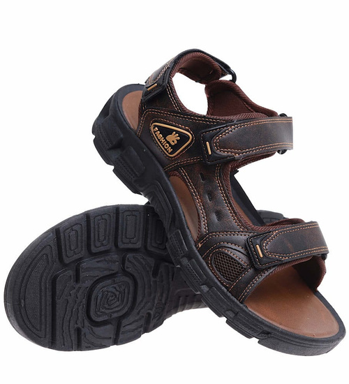 Brązowe męskie sandały rzymianki /B7-1 16502 T300/