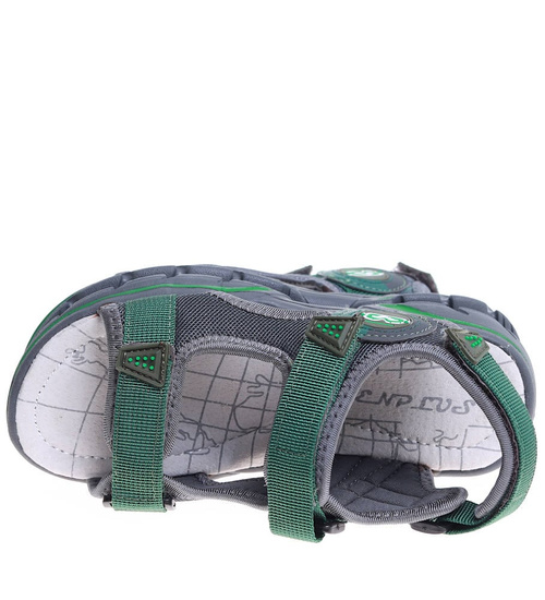 Szaro zielone sandały chłopięce na rzepy /G1-2 16037 T187/