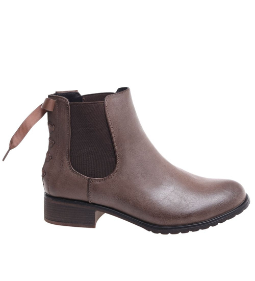 Wsuwane botki damskie khaki /D8-3 18309 T300/