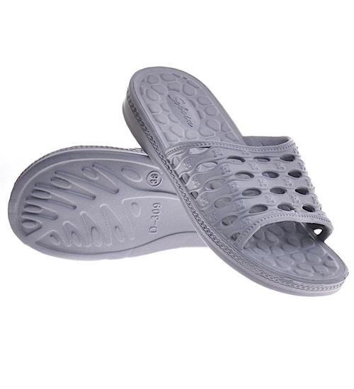 Gumowe klapki damskie basenówki Szare Kod 11705 /F7-1 D309 T190/