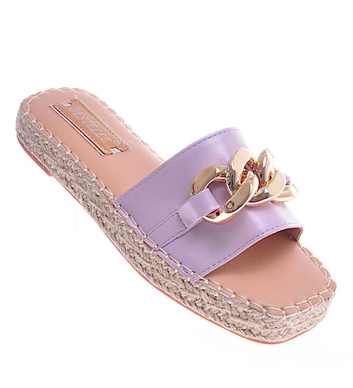 Fioletowe klapki espadryle na platformie /E9-3 11484 T297/