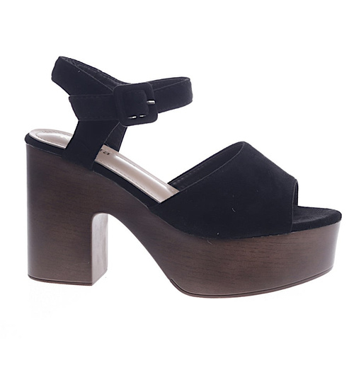 Czarne damskie sandały na platformie /C1-3 13106 T2/