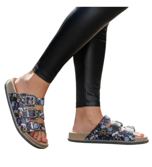 Skórzane profilowane klapki damskie OST475