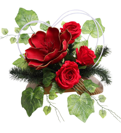 Duży stroik Czerwono bordowe kwiaty KOMP146 M700
