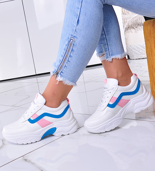 Wiązane sportowe buty damskie białe /F1-3 12519 T292/