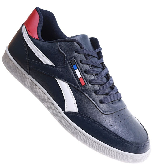 Sznurowane granatowe trampki męskie /B2-2 18146 T226/