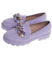 Fioletowe półbuty loafersy na platformie z kamieniami /B3-2 18485 T203/