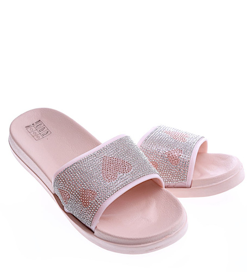 Beżowe damskie klapki na basen /D8-1 14197 S190/