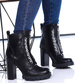 Ocieplane czarne botki lity na słupku /C3-1 15407 T333/