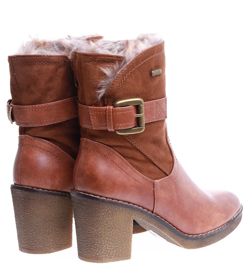 Zimowe damskie botki na słupku Camel /B4-3 15325 T592/