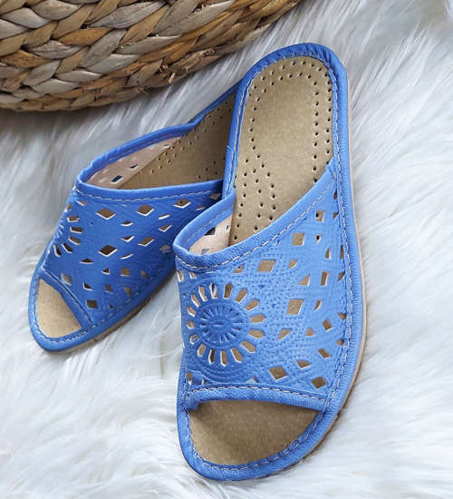 Domowe damskie klapki z Podhala NIEBIESKIE  /A4-1 6141 S172/