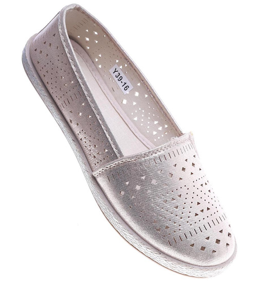 Złote ażurowe balerinki espadryle /D7-3 14025 T390/