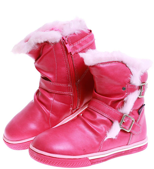 Botki ocieplane fuksjowe dziewczęce kozaki /E3-2 17002 T145/