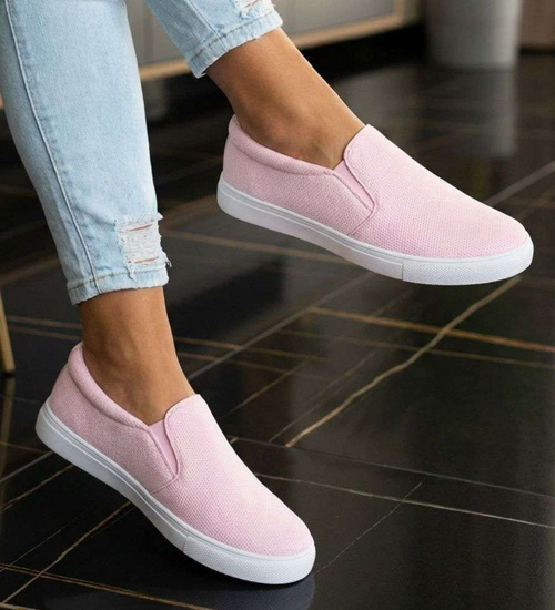 Wsuwane pastelowe trampki damskie slip on Różowe /G8-2 13607 T171/