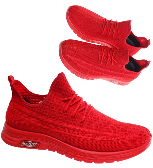 Wsuwane męskie czerwone buty sportowe /A3-1 18001 GF387/