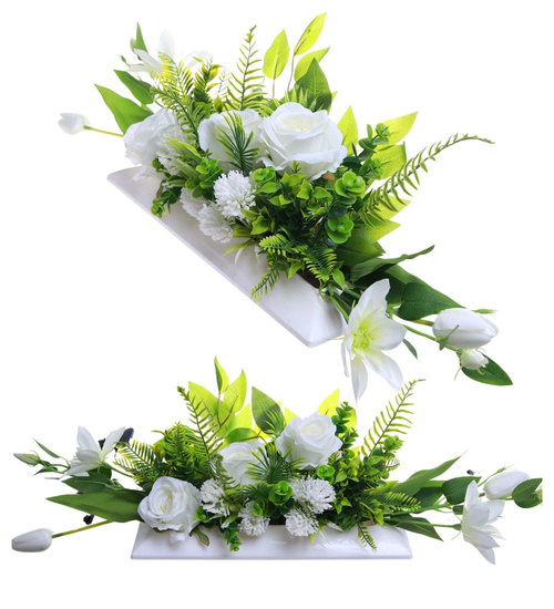 Kompozycja kwiatowa- białe róże w donicy 70 cm /Komp105  P226/