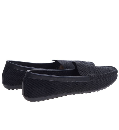 Czarne ażurowe baleriny damskie lordsy /C2-3 16408 G187/