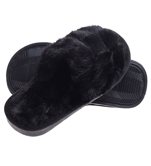 Pluszowe czarne kapcie dziewczęce /G11-1 17159 G8-6/