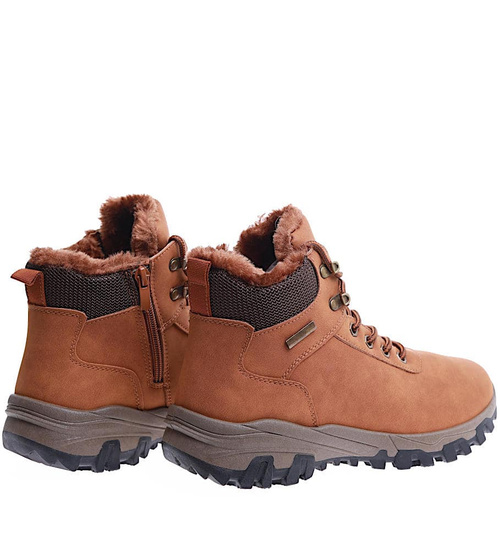 Camelowe buty trekkingowe z futerkiem /E3-3 15348 T631/