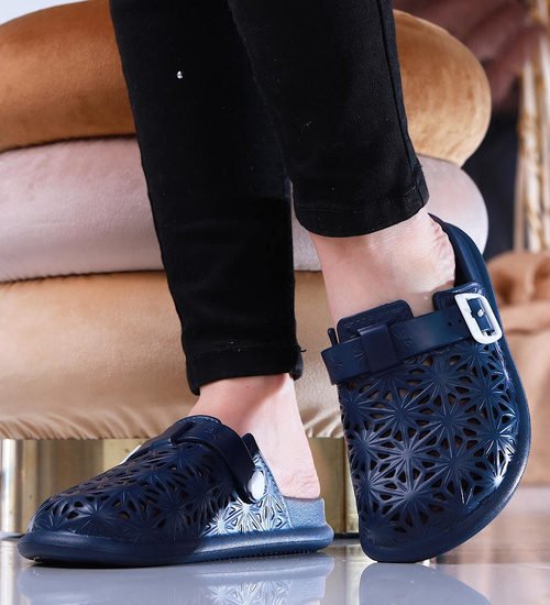 Granatowe damskie klapki na basen /B6-1 13846 S194/