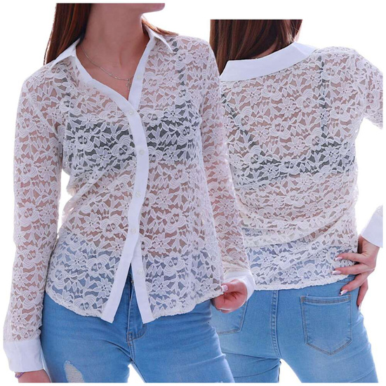 Koronkowa elegancka koszula Ecru /H 2 UB868 G7-75/