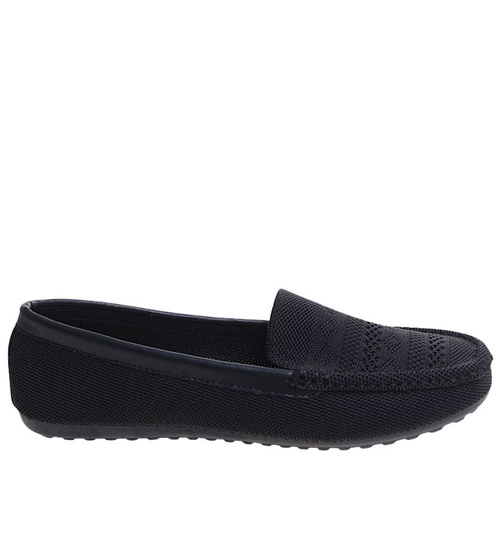 Czarne ażurowe baleriny damskie lordsy /C2-3 16408 G187/