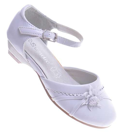 Białe komunijne balerinki buty dziewczęce /E6-2 11385 T199/ Białe komunijne balerinki buty dziewczęce /E6-2 11385 T199/