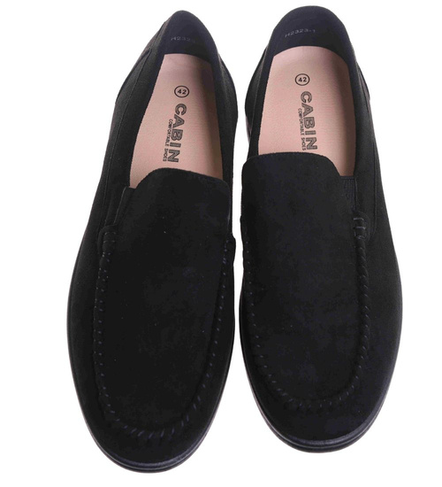 Buty męskie wsuwane czarne mokasyny /G2-1 17826 T288/