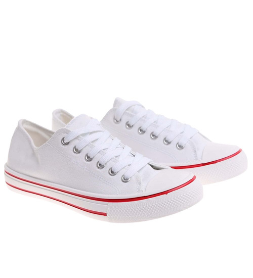 Klasyczne białe trampki sznurowane /G1-3 17978 T154/