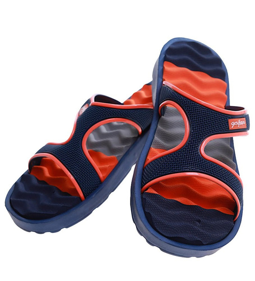 Basenowe klapki męskie Granatowe pomarańczowe /D6-1 17191  T087/