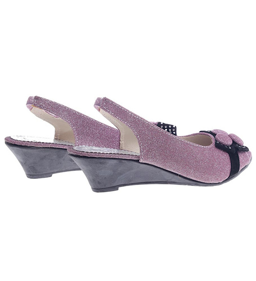 Wsuwane różowe sandały na średnim koturnie /C5-1 13127 S086/