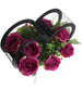 Kompozycja kwiatowa- fioletowe róże w dużym czarnym sercu /Komp110 P424/