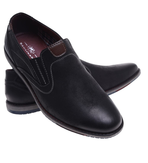 Wsuwane męskie czarne półbuty ost489